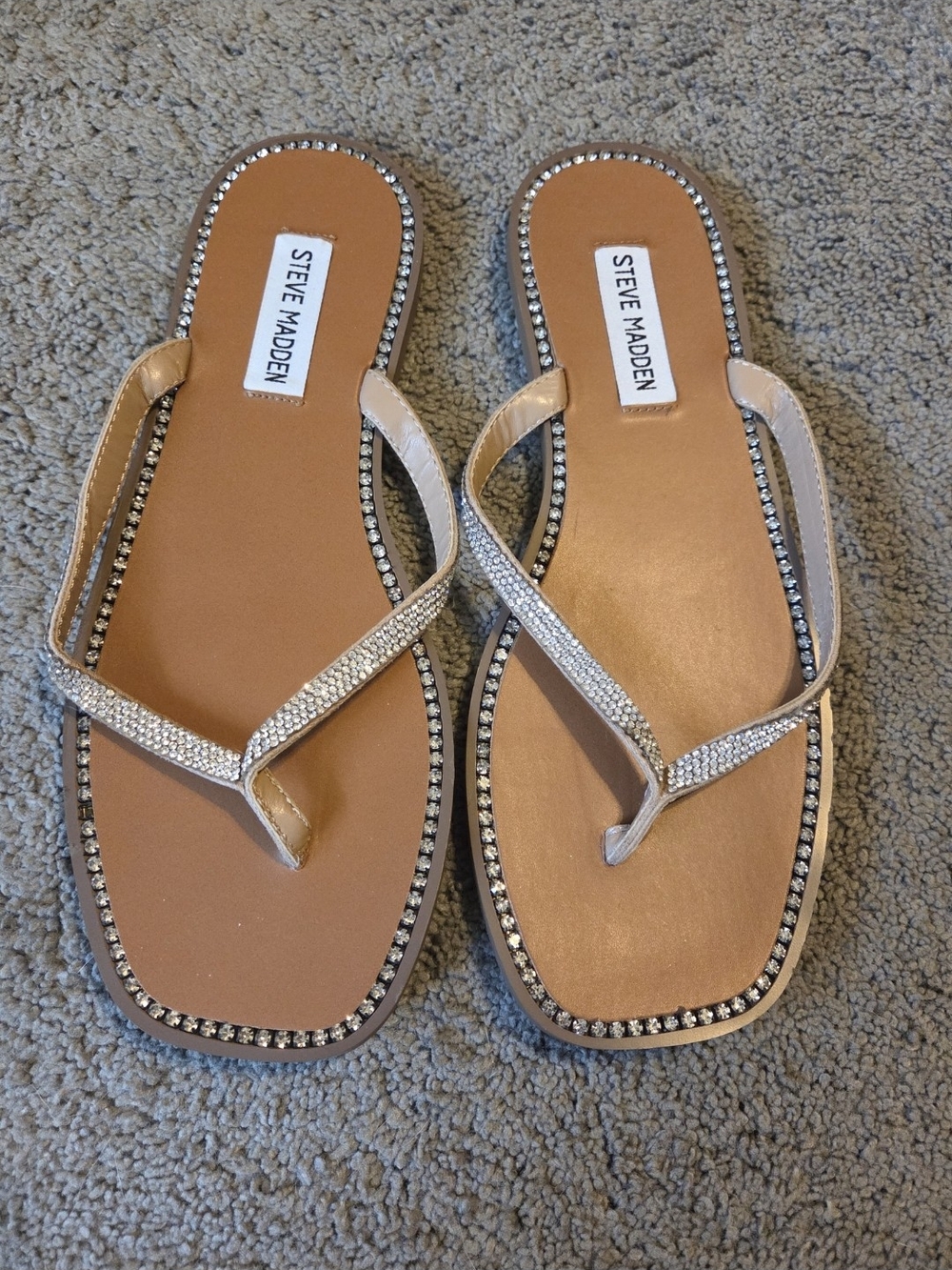 Steve Madden Women's Silver Rhinestone Slide Sandals Size 9